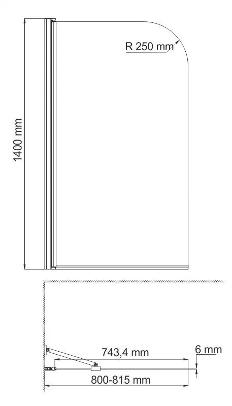 картинка Стеклянная шторка на ванну WasserKRAFT Leine 35P01-80 Fixed 