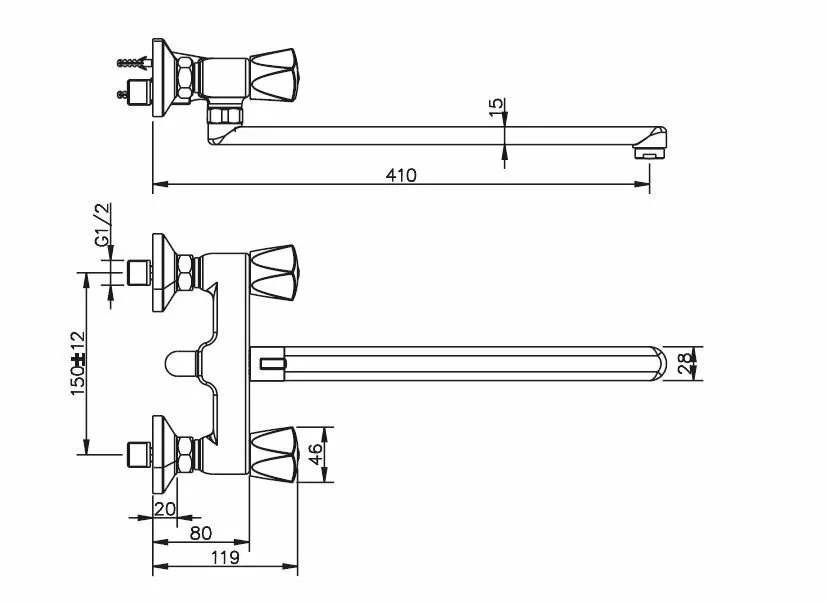 картинка Смеситель для ванны и душа ESKO MOSCOW MS 31 