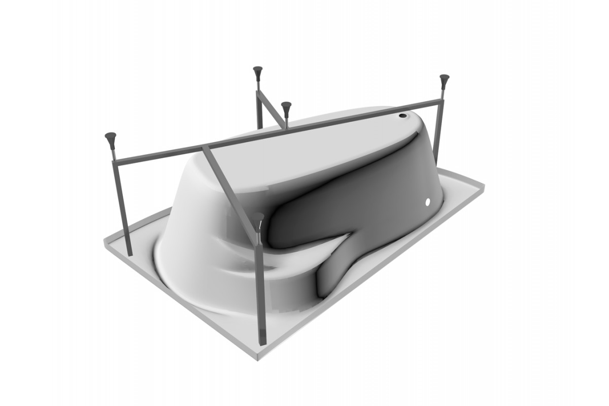 картинка Акриловая ванна Relisan Adara R 170х100 с каркасом и слив-переливом 