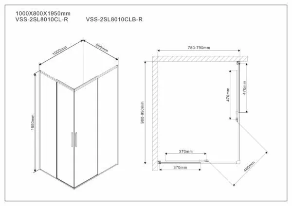 фото Душевой уголок Vincea Slim VSS-2SL8010CL-R, 1000*800, хром, стекло прозрачное, правый 