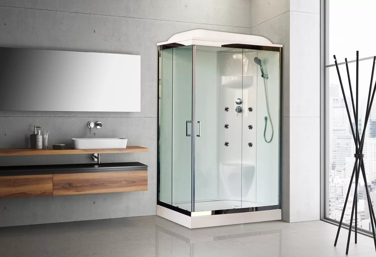 картинка Душевая кабина Royal Bath 8120HP7-WT-CH (белое/прозрачное) правая 120x80x217 