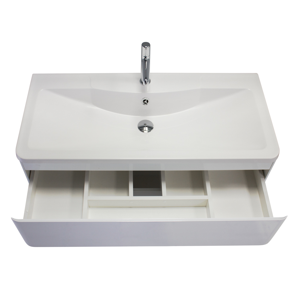 фото Тумба с раковиной подвесная BelBagno ALBANO 90 Bianco Lucido, раковина белая 