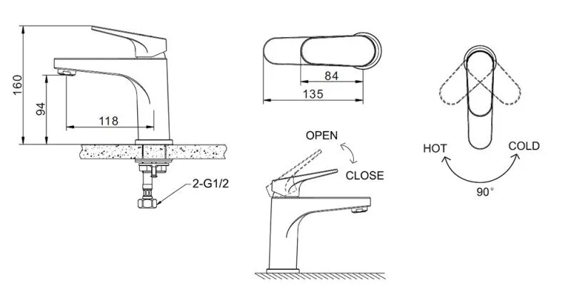 картинка Смеситель для раковины Bravat Eler, черный F1191238BM-RUS 