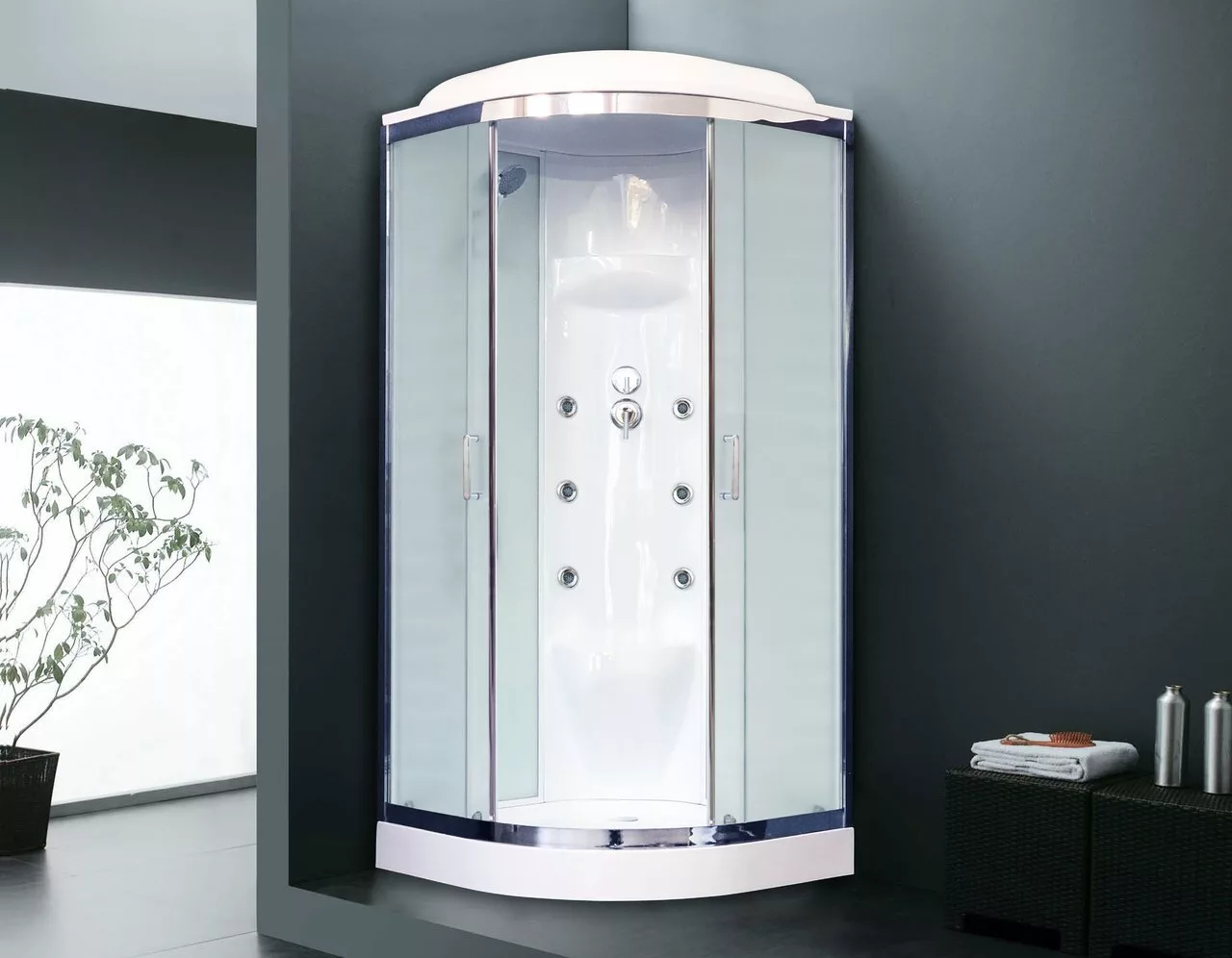 картинка Душевая кабина Royal Bath 90HK7-WC-CH (белое/матовое) 90x90x217 