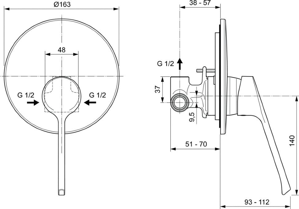 картинка Смеситель Ideal Standard  BASE A6727AA для душа 