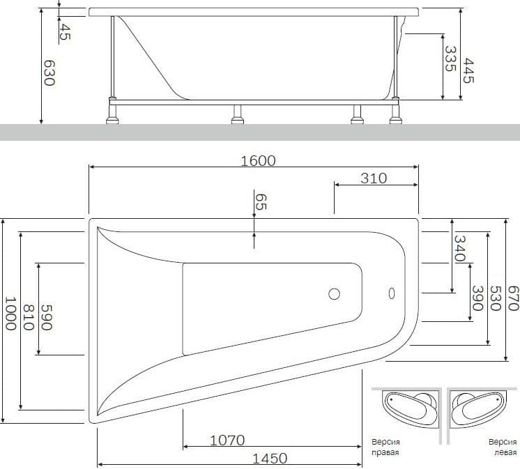 картинка Акриловая ванна AM.PM Spirit 160x100 L 