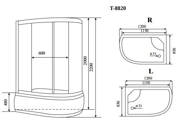 картинка Душевая кабина Timo Comfort T-8820R C 