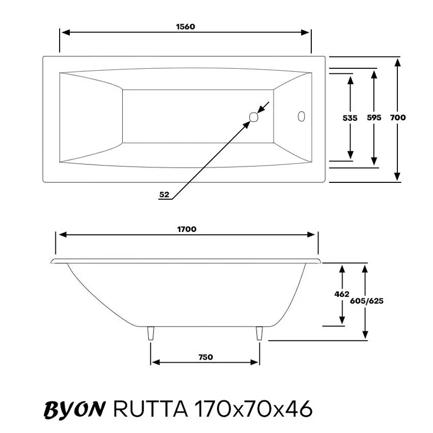 картинка Ванна чугунная Byon Rutta 170x70x46 