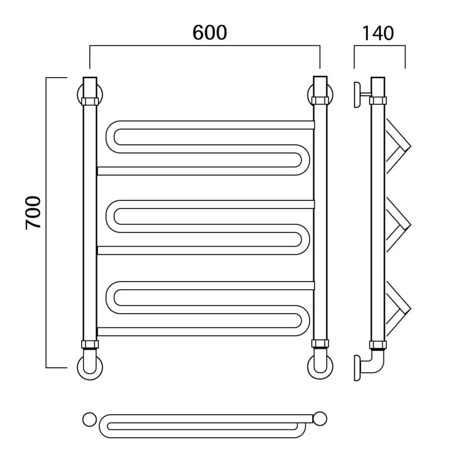 картинка Полотенцесушитель водяной ЗИГ-ЗАГ 70х60 Aquanerzh 00-18A7060 