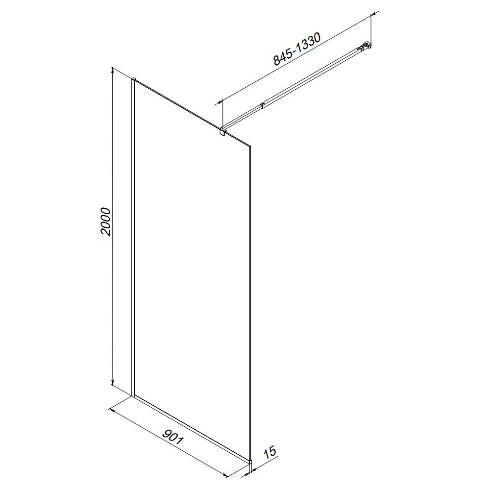 фото Душевая перегородка AM.PM Func W84WI-90-F1-MTE 90x200 прозрачная 8 мм с покрытием профиль матовый хром 