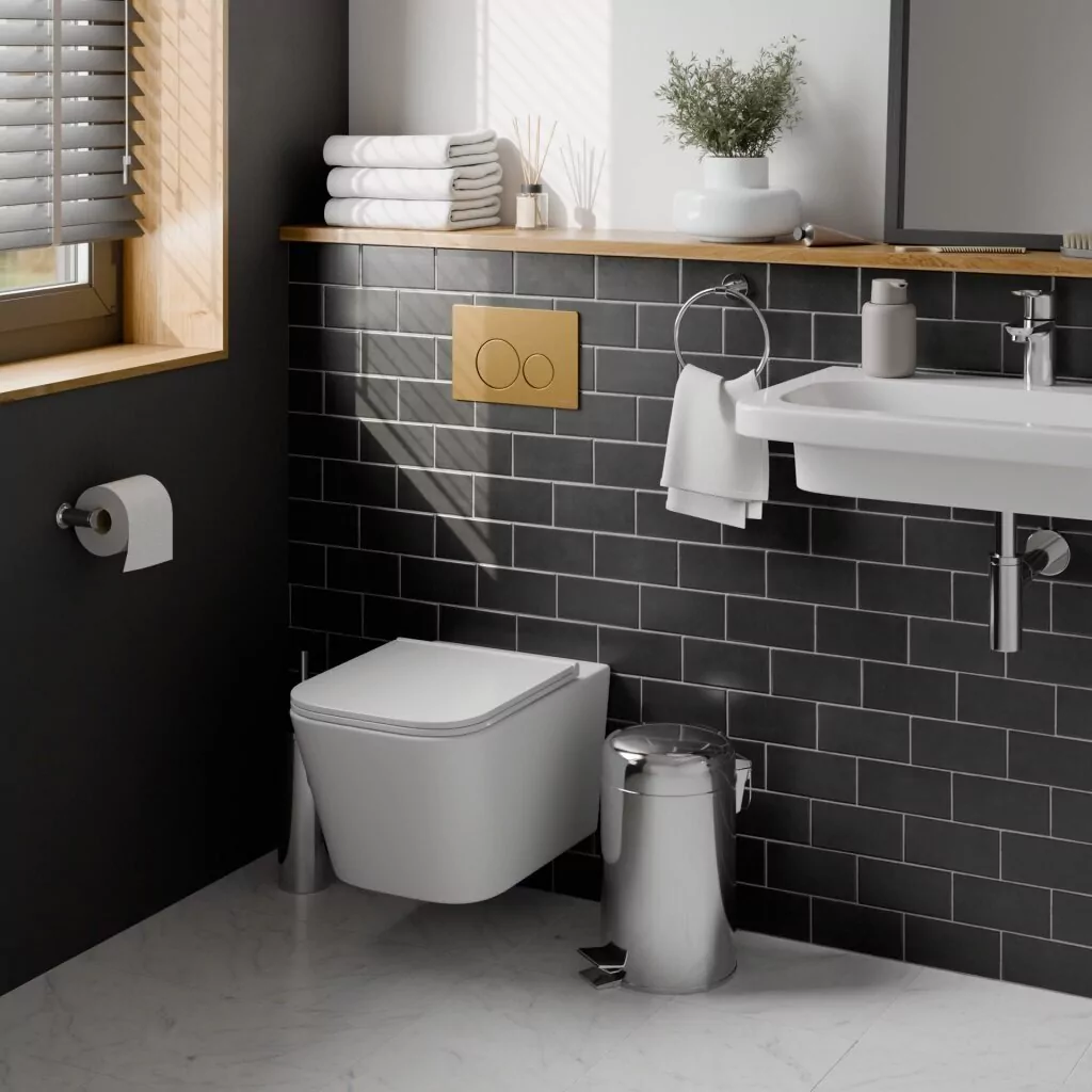 картинка Комплект 3 в 1 IBERICA BLANCA инсталляция с унитазом TOLEDO ALTO IB.TLA.234.1B1 клавишей золото матовый INOX-O IB.B081.005.003 