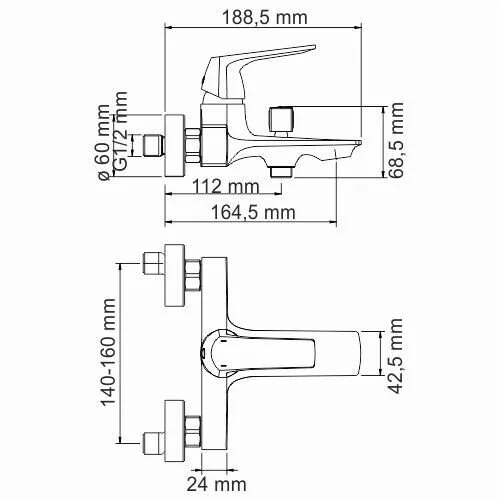 картинка Смеситель для ванны с коротким изливом WasserKRAFT Neime 1901 