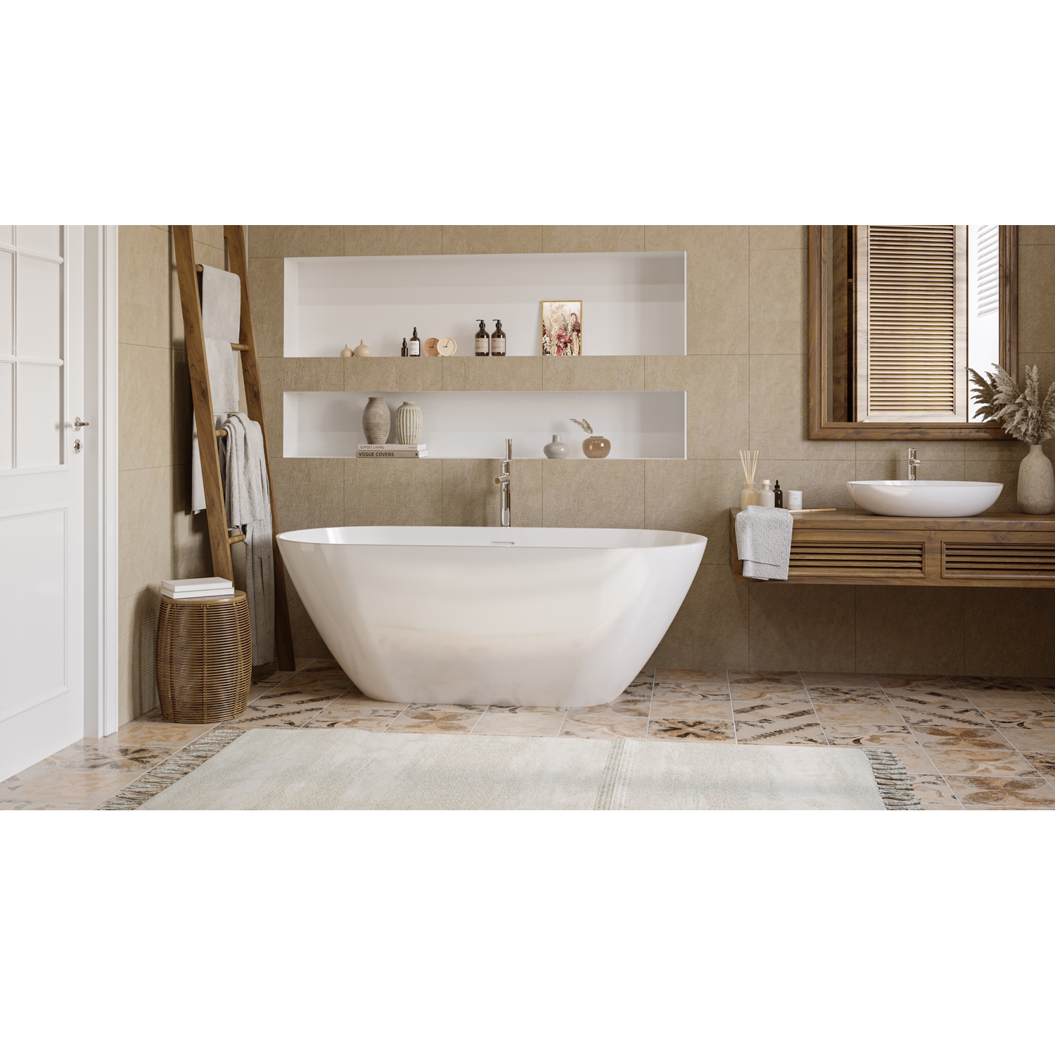 картинка Ванна WHITECROSS Coral X 170x77 белый глянец иск. камень 