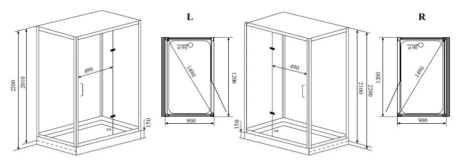 картинка Душевая кабина Timo Puro Swing Door H-510 R 
