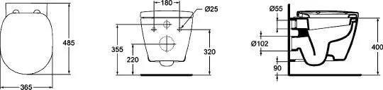 картинка Унитаз подвесной Ideal Standard Connect E804601 укороченный 