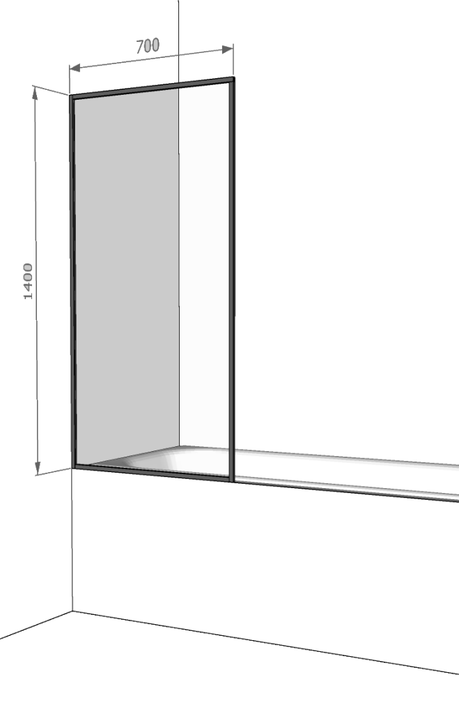 картинка Шторка для ванны Iberica Blanca Mod.406 неподвижная прозрачная профиль хром 70х140 см 