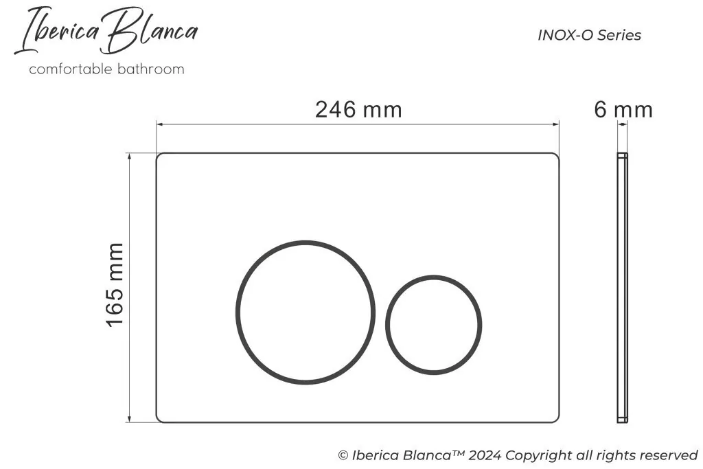 картинка Клавиша смыва IBERICA BLANCA INOX-O 246х165 мм вороненая сталь нержавеющая сталь 