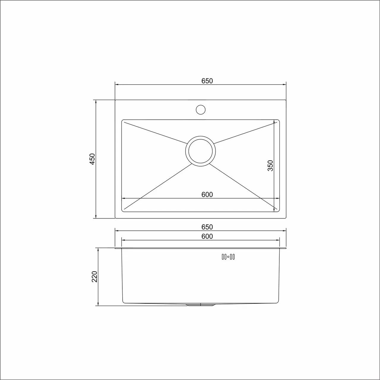 картинка Мойка MIXLINE из нержавеющей стали цвет 65х45 см 