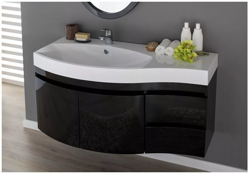 фото Тумба с раковиной Aquanet Опера 115 L черный (2 дверцы 2 ящика) арт. 00212994 