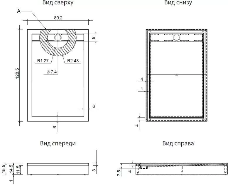 фото Душевой поддон Aquanet Stone Lite 120x80 (с каркасом и панелью) 