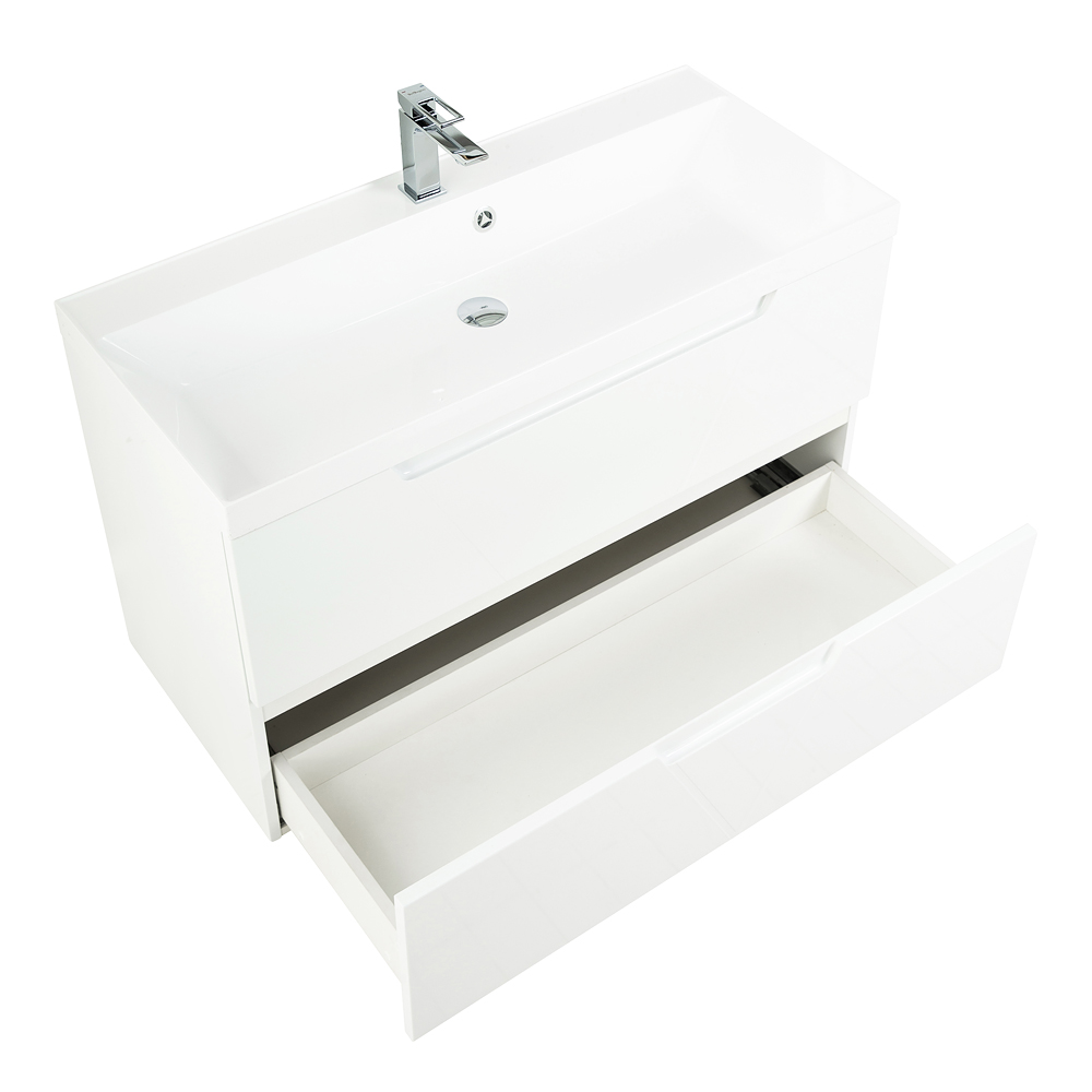 фото Тумба с раковиной подвесная BelBagno VITTORIA 100 Bianco Lucido-P, раковина белая 