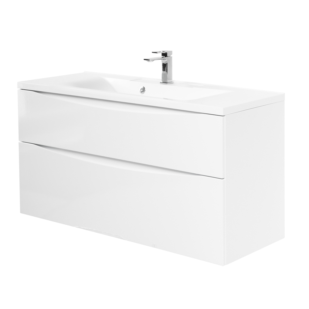 фото Тумба с раковиной подвесная BelBagno MARINO-H60 110 Bianco Lucido, раковина белая 