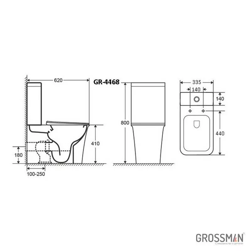 картинка Унитаз-компакт Grossman Galaxy GR-4468S безободковый с тонкой крышкой 