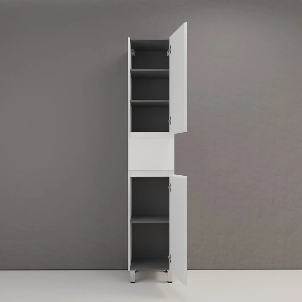 фото Пенал напольный Style Line Манхэттен 36 эмаль 1 ящик 2 створки PLUS белый матовый 