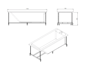 картинка Акриловая ванна Eurolux QWATRY 170x70 с каркасом и экраном 