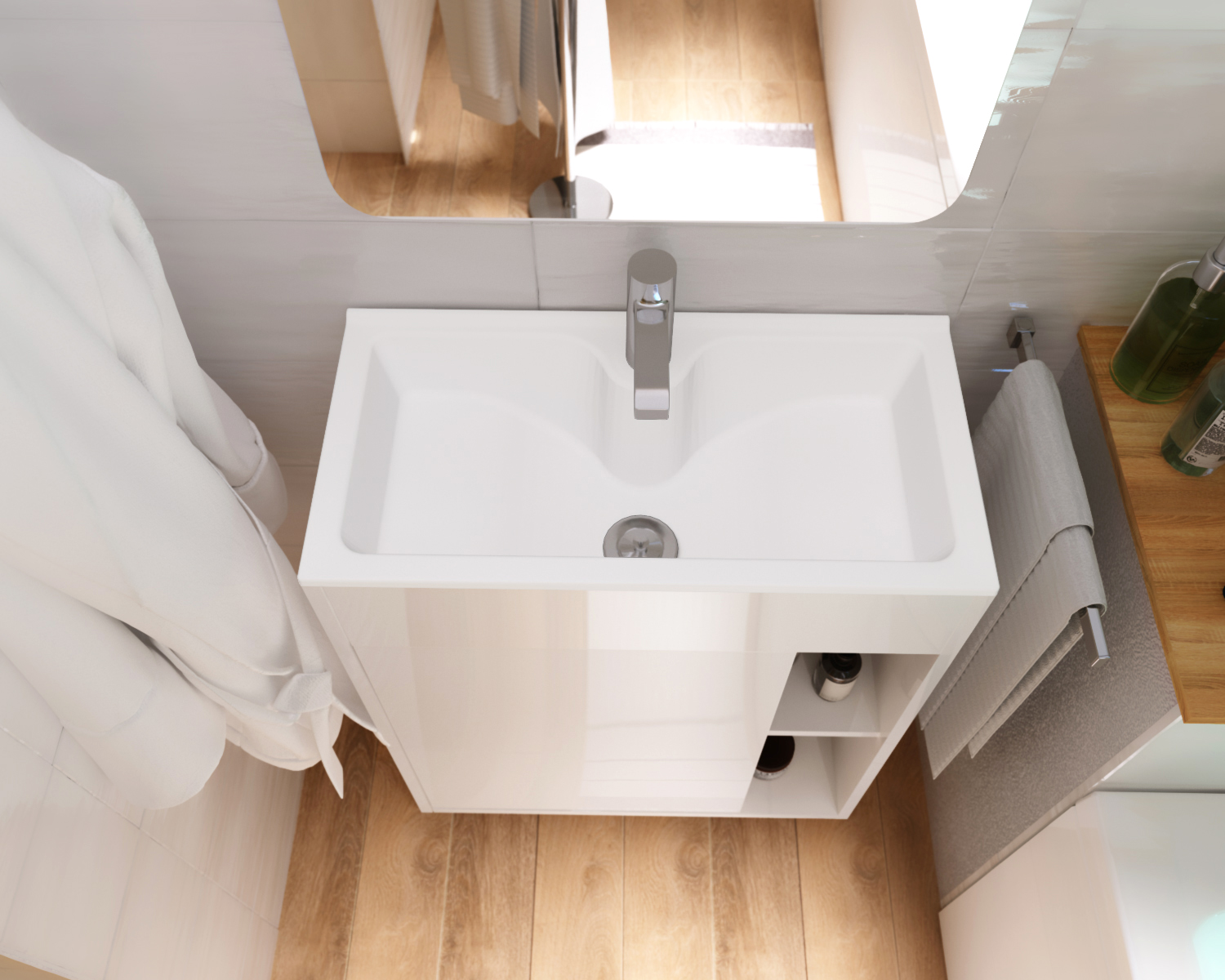 фото Тумба с раковиной 1Marka Lido 60П, белый глянец 