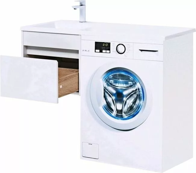 фото Тумба с раковиной Aquanet Токио 110 L белый (подвесная, 1 ящик) арт. 00239208 
