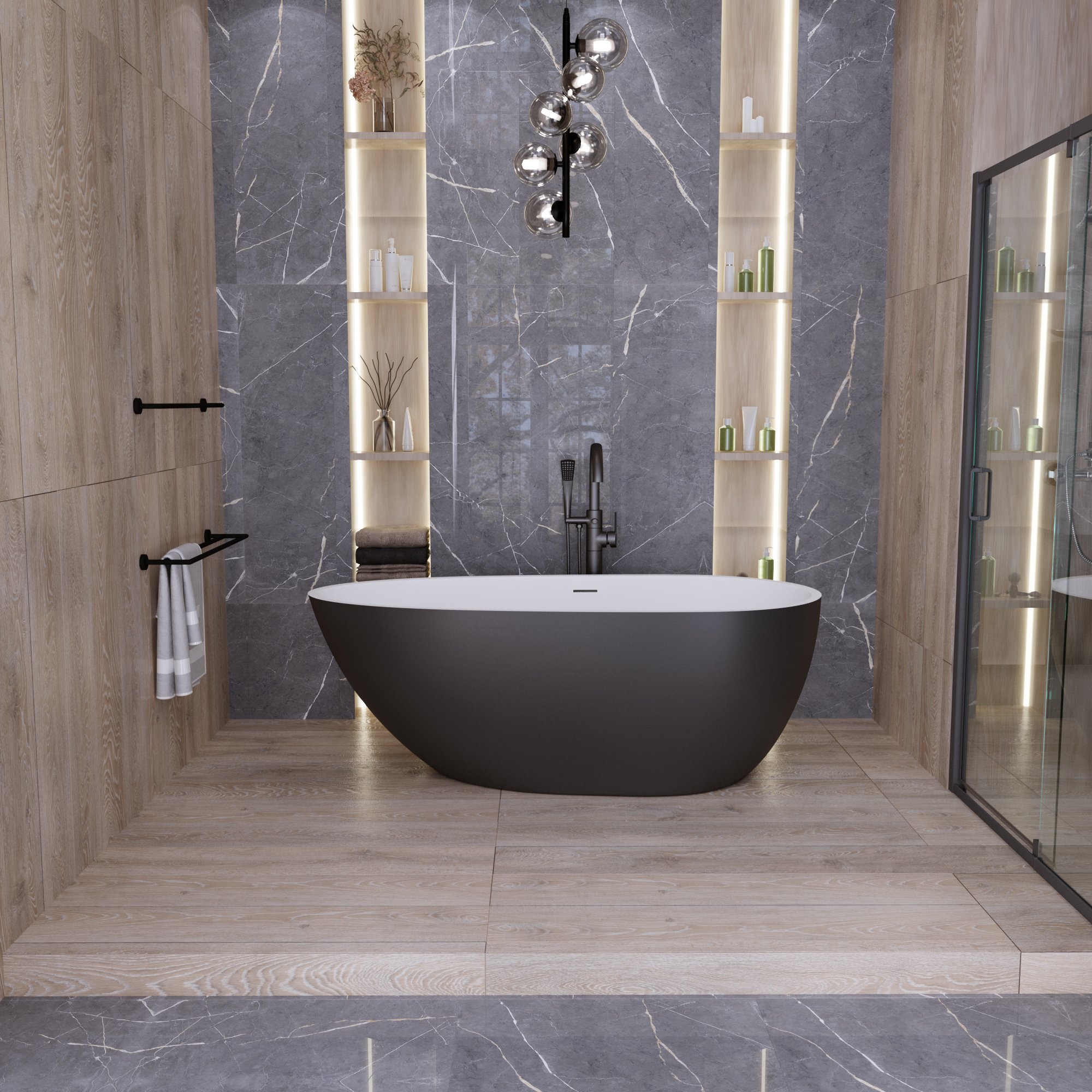 картинка Ванна отдельностоящая Grossman Black Fly GR-1102M 170x80x60 см 