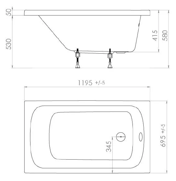 картинка Акриловая ванна Triton Стандарт 120x70 см 