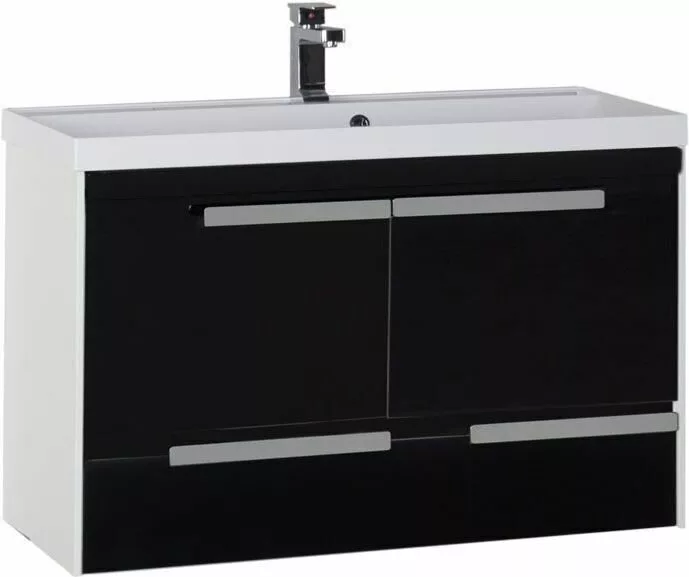 фото Тумба с раковиной Aquanet Тиволи 100 черный арт. 00213019 