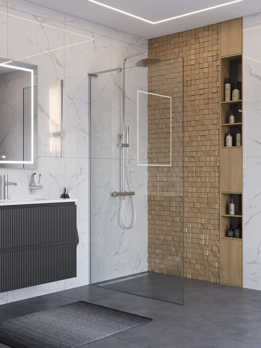 фото Душевая перегородка BelBagno UNO-L-1-TB-100-C-Cr 