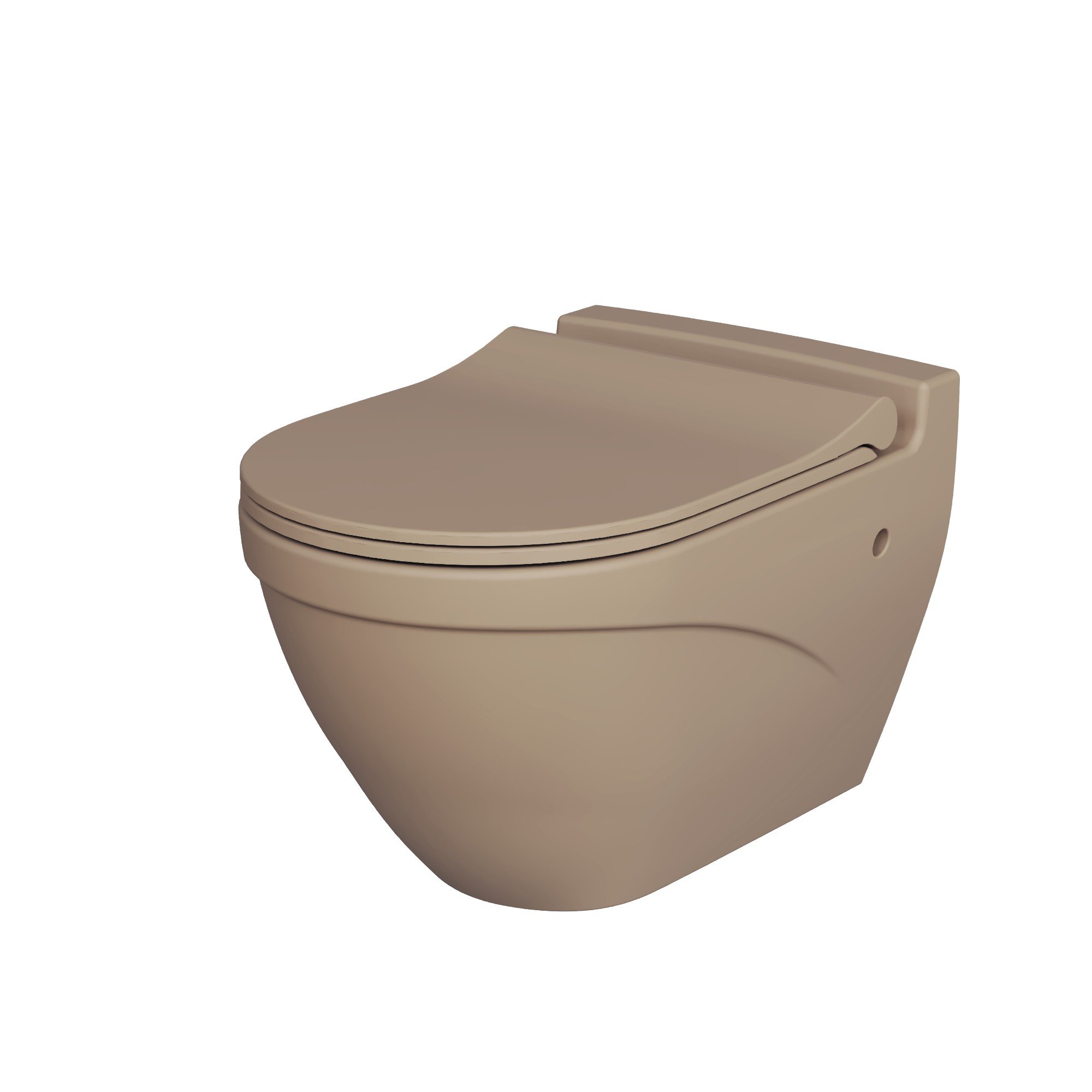 картинка Унитаз подвесной Ambassador Nord 133T20501 темно-бежевый матовый подвесной с тонкой крышкой 