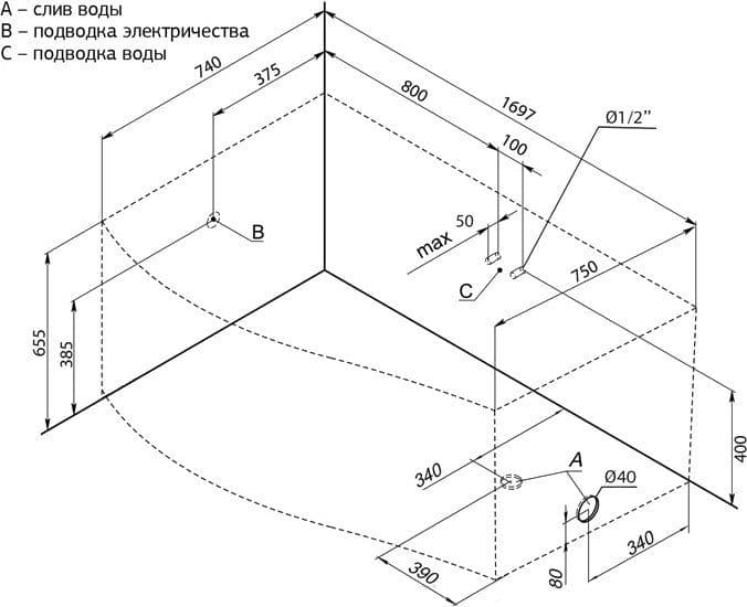 картинка Акриловая ванна Aquanet Borneo 170x90 L с каркасом 