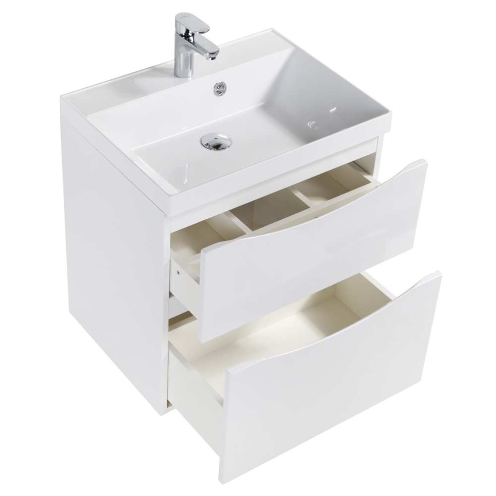 фото Тумба с раковиной подвесная BelBagno MARINO-H60 70 Bianco Lucido, раковина белая 