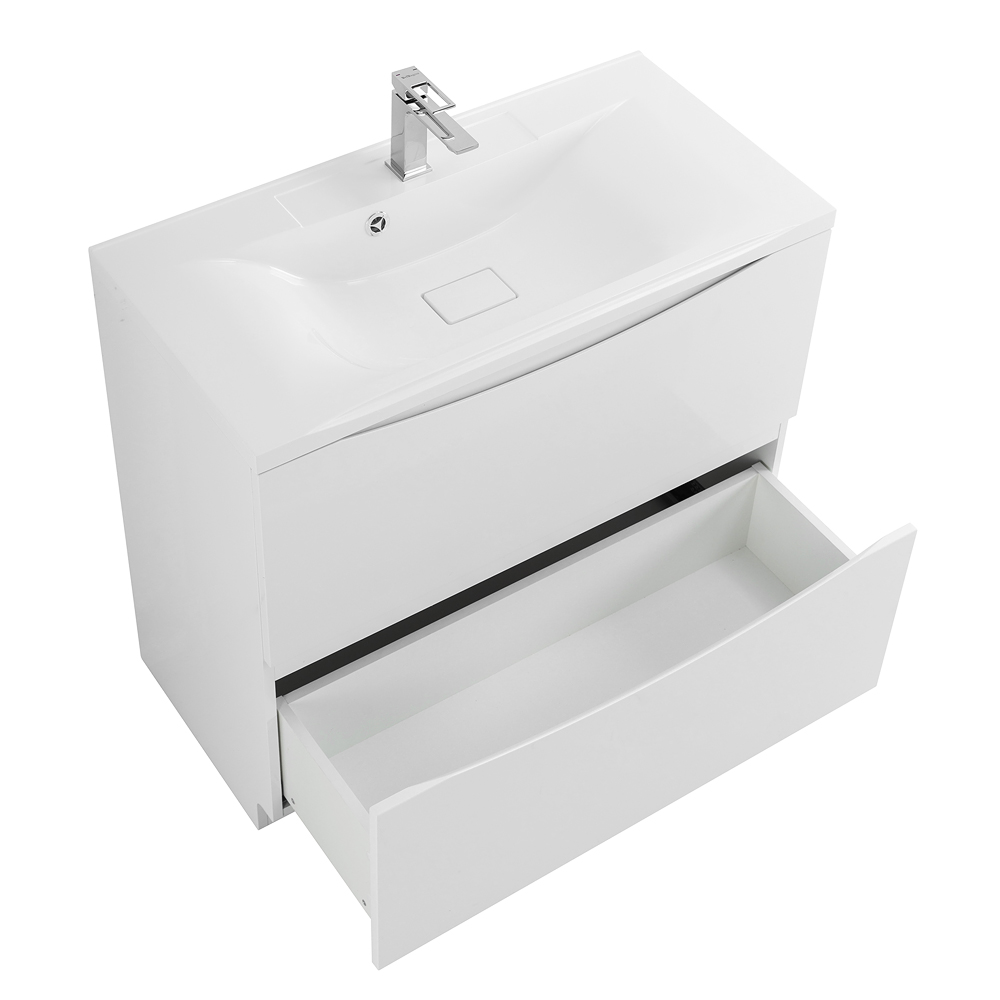 фото Тумба с раковиной напольная BelBagno MARINO 100 Bianco Lucido, раковина белая 