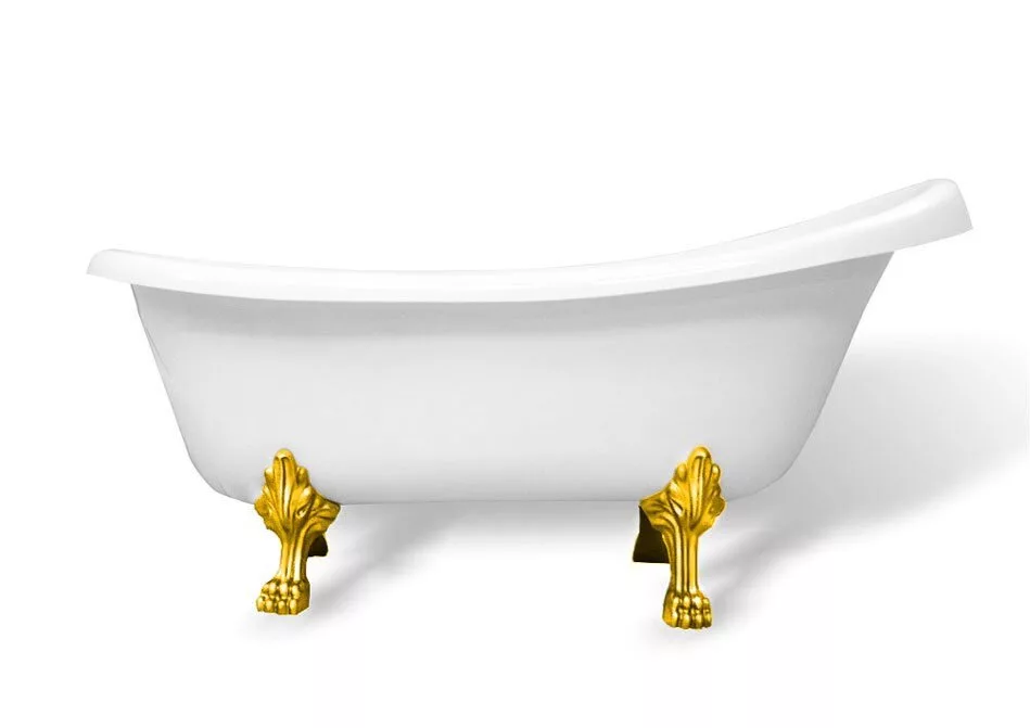 картинка Мраморная ванна AquaStone Скарлет ножки золото Premium 
