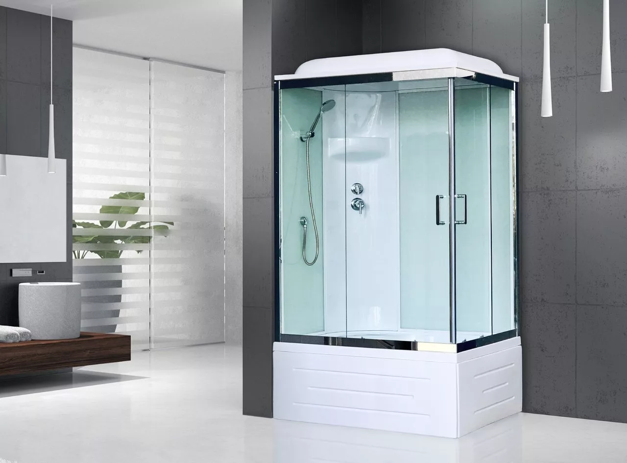 картинка Душевая кабина Royal Bath 8100BP6-WT-CH (белое/прозрачное) левая 100x80x217 