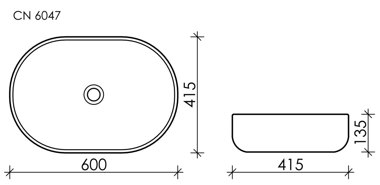 картинка Накладная раковина Ceramicanova Element CN6047 цвет белый 60х41.5 см 