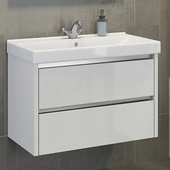 фото Тумба с раковиной Comforty Дублин 75 белый глянец 