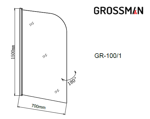 картинка Шторка для ванны Grossman GR-100/1 