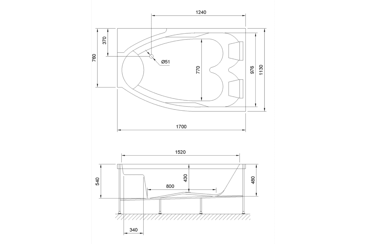 картинка Акриловая ванна Royal Bath Shakespeare 170x110 R с каркасом 