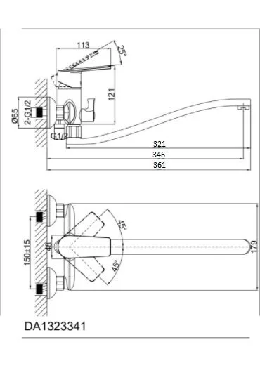 картинка Смеситель для ванны D&K Rhein Lessing DA1323341 