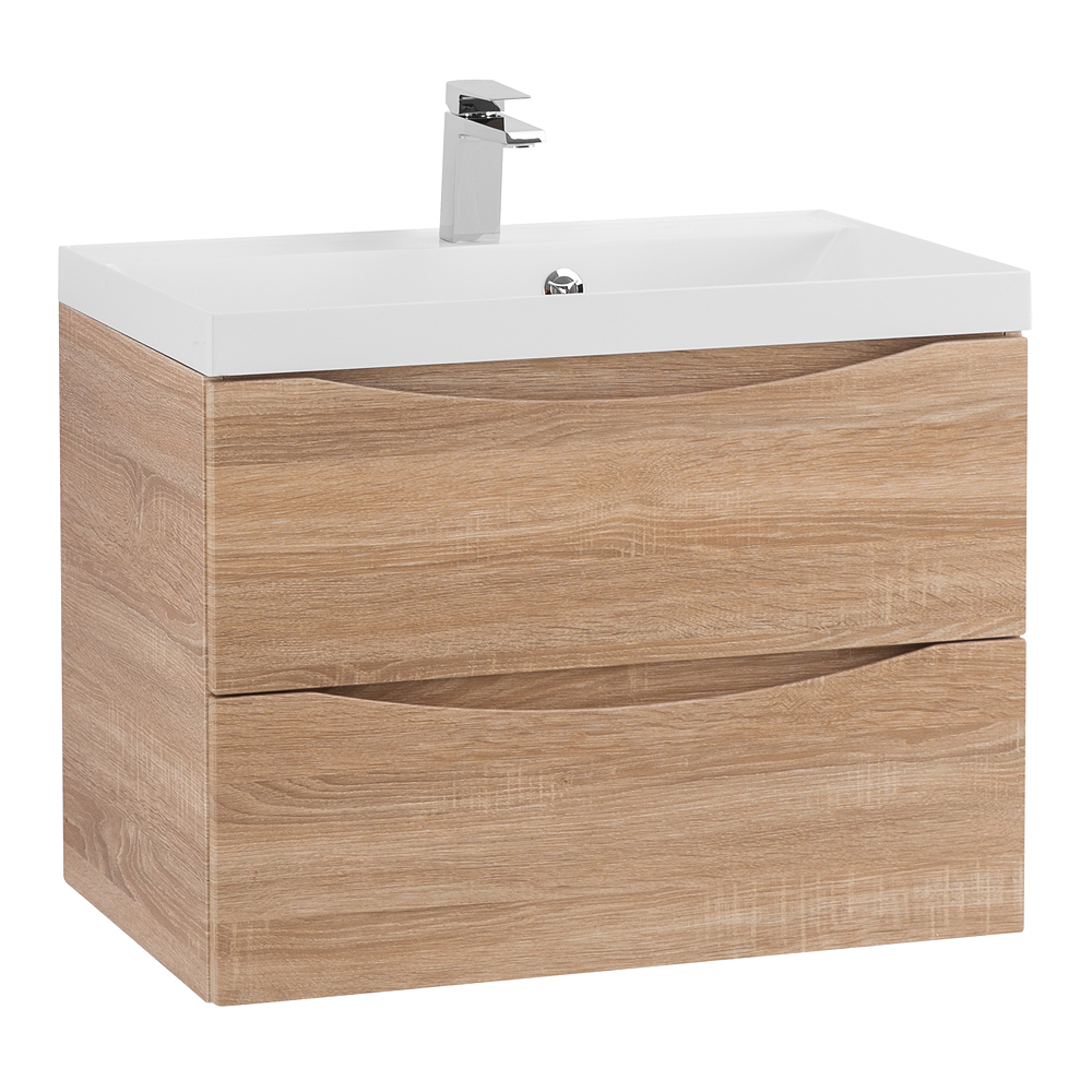 фото Тумба с раковиной подвесная BelBagno MARINO 60 Rovere Bianco, раковина белая 