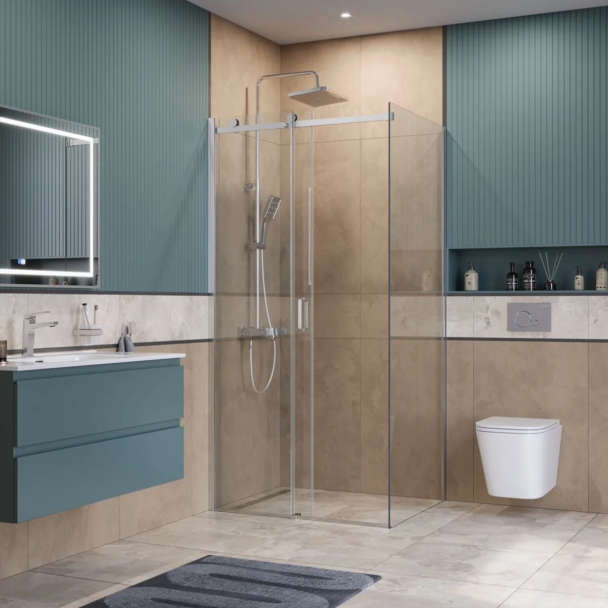 фото Душевой уголок BelBagno SOFT_CLOSE-2-AH-1-100/80-C-Cr 