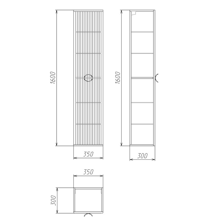 фото Пенал подвесной Grossman АТРИО-35 см универсальный белый глянец 