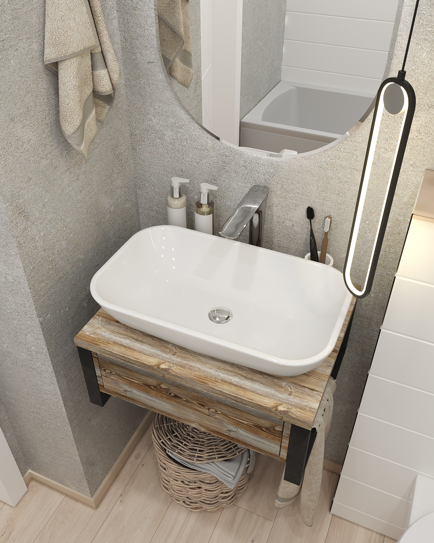 картинка Тумба 1Marka Grunge Loft 60П, дуб намибия  в ванную комнату